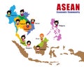 Map of Asean - AEC Royalty Free Stock Photo