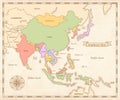 Map of Asia Pacific. Vector Vintage Map Royalty Free Stock Photo