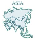 Map of Asia. Vector. Flat cartoons. Inaccurate. It looks like a continent of icy or stone parts of the world. Includes the Middle