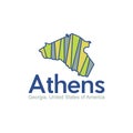 Map Of Athens Georgia City Geometric Modern Design