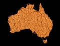 Map of Australia in Dry and Cracked Mud