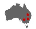 Map of Australia and fire symbol