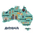 Map of Australia with its architecture, culture, and Australian people