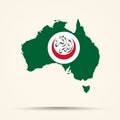 Map of Australia in Organisation of Islamic Cooperation flag col