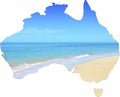 Map of Australia showing vast wide open sandy beach Royalty Free Stock Photo