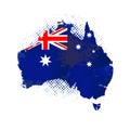 Map of Australia with textured grunge flag and dots Royalty Free Stock Photo