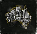 Map Australia vintage chalk yellow