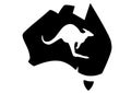 Map of Australian with a white kangaroo Royalty Free Stock Photo