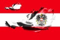 Map of Austria with national flag Royalty Free Stock Photo