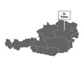 Map of Austria with road sign of St. PÃ¯Â¿Â½lten