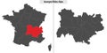 Auvergne-Rhone-Alpes map region of France