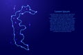 Map Azad Kashmir from the contours network blue, luminous space