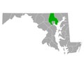 Map of Baltimore County in Maryland