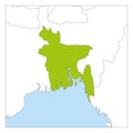 Map of Bangladesh green highlighted with neighbor countries