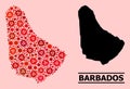 Map of Barbados - Composition of Covid Biohazard Infection Items