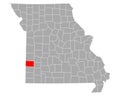 Map of Barton in Missouri