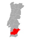 Map of Beja in Portugal