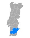 Map of Beja in Portugal