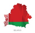 Map Of Belarus With Flag As Texture Isolated On White Background