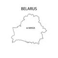 Map of Belarus with the location of the capital Minsk on it sign eps ten