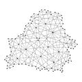 Map of Belarus from polygonal black line, dots of vector illustration Royalty Free Stock Photo