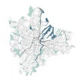 Map of Belfast, Northern Ireland. Detailed city map, metropolitan area border