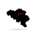 Map of belgium with capital black on white background. Royalty Free Stock Photo