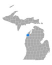 Map of Benzie in Michigan Royalty Free Stock Photo