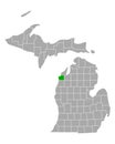 Map of Benzie in Michigan Royalty Free Stock Photo