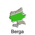 map of Berga vector colorful geometric design template, national borders and important cities illustration