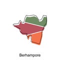 Map of Berhampore modern geometric illustration, map of India country vector design template Royalty Free Stock Photo