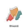 map of Bhiwandi vector design template, national borders and important cities illustration Royalty Free Stock Photo