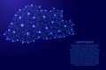 Map of Bhutan from polygonal blue lines, glowing stars illustration Royalty Free Stock Photo