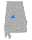 Map of Bibb in Alabama
