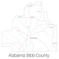 Map of Bibb county in Alabama