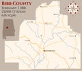 Map of Bibb County in Alabama