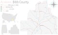 Map of Bibb County in Alabama