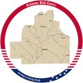 Map of Bibb county in Alabama, USA.