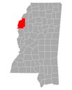 Map of Bolivar in Mississippi