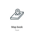 Map book outline vector icon. Thin line black map book icon, flat vector simple element illustration from editable travel concept Royalty Free Stock Photo