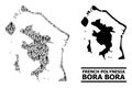 Vector People Collage Map of Bora-Bora and Solid Map