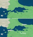 The map of Bosphorus and Dardanelles Strait with text, textless