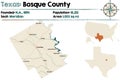 Map of Bosque county in Texas