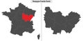 map of Bourgogne-Franche-Comte region of France