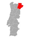 Map of Braganca in Portugal