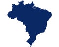 Map of Brasilien in blue colour Royalty Free Stock Photo