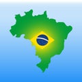 Map of Brazil in the colors of the national flag. Stylized color vector.