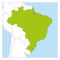 Map of Brazil green highlighted with neighbor countries