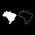 Map of Brazil icon set white color illustration flat style simple image