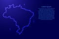 Map Brazil from luminous blue star space points on the contour for banner, poster, greeting card of illustration. Royalty Free Stock Photo